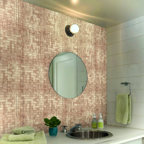 Decopus Metal Tile  Peel and Stick Backsplash (MS25 Copper Matte) 12in x 12in, 4mm thick, Stick On