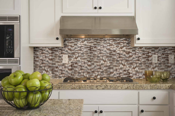 Decopus Peel and Stick Backsplash Metal Tile (LNG15 CBM Brown Copper Muted-Gold Mixed Matted 12in x 12in. 4mm thick, Stick On