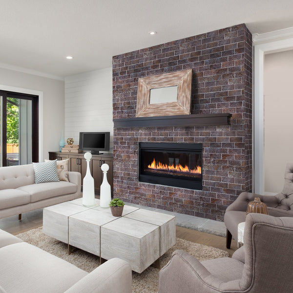 Decopus Brick Tile Peel and Stick Backsplash ( 15x 12x 0.16inch Thick 5pc/Pack) Faux Stone Tile - Rustic Slate Brown