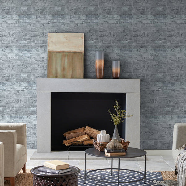 Decopus Brick Tile Peel and Stick Backsplash ( 15x12x 0.16in Thick 5pc/Pack) Faux Stone Tile - Abstract Cement Grey