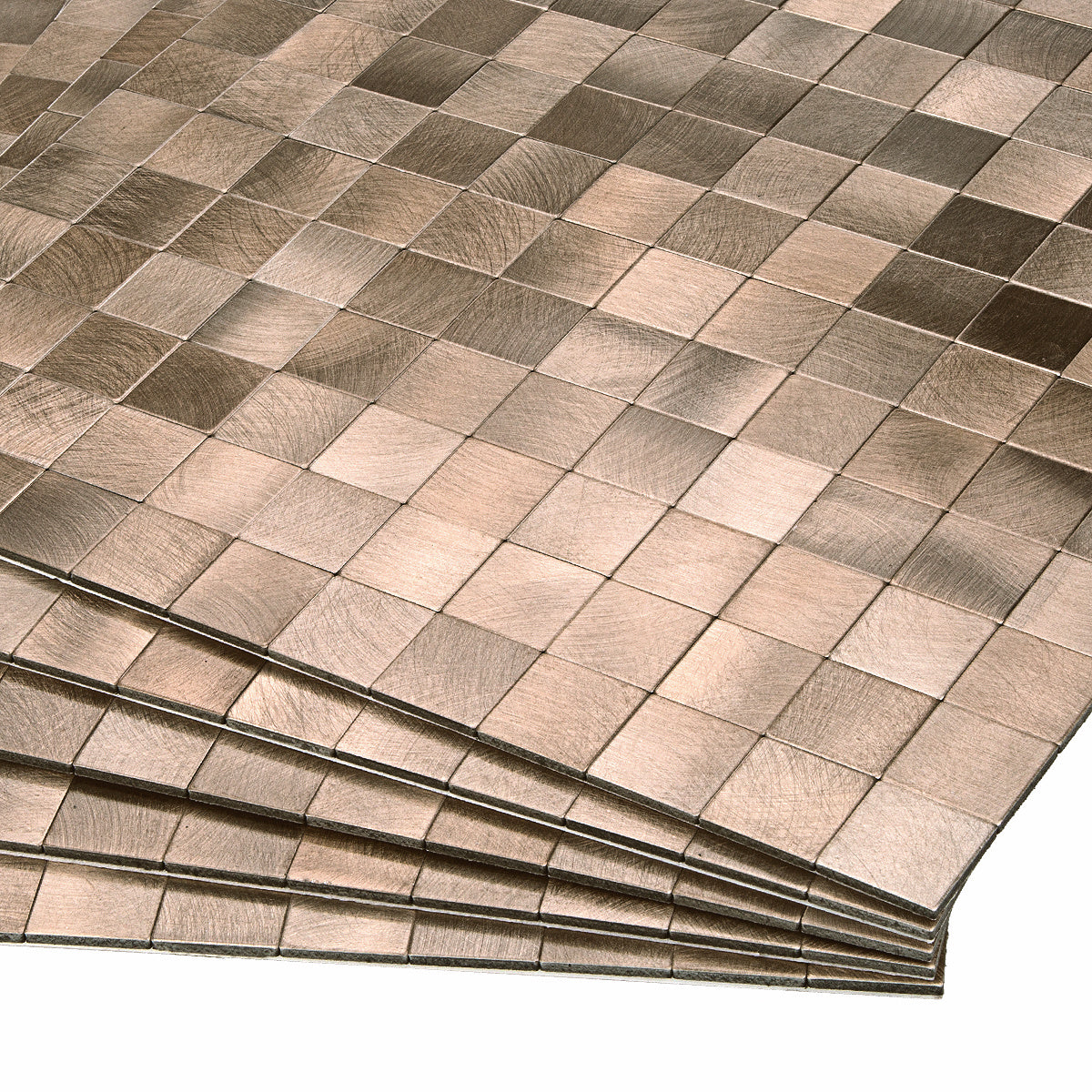 Decopus Metal Tile  Peel and Stick Backsplash (MS25 Copper Matte) 12in x 12in, 4mm thick, Stick On