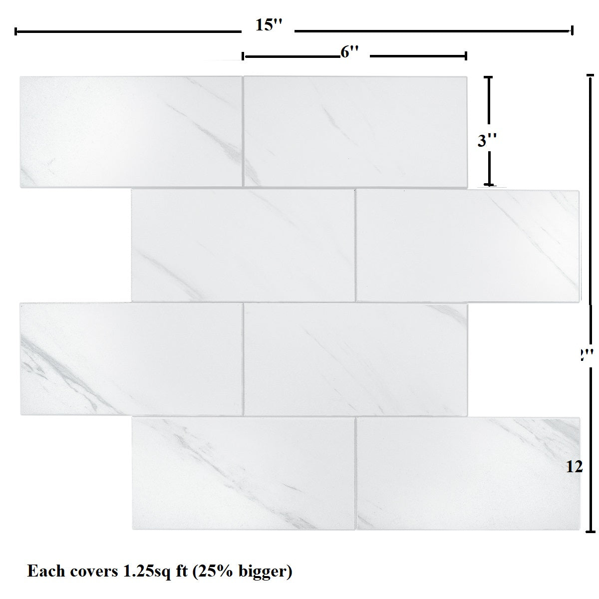Decopus Brick Tile Peel and Stick Backsplash ( Faux Stone Tile - Marble White 5pc/Pack)