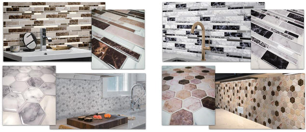 Decopus Soft Tile Peel and Stick Backsplash (Hexagon Carrara Marble Grey White ) 12'' x 12'' x0.1''