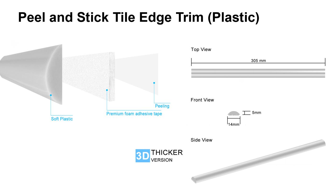 Decopus Peel and Stick Tile Trim Trim Edge Self Adhesive Tile Liner for Backsplash, Decals, Mirrors