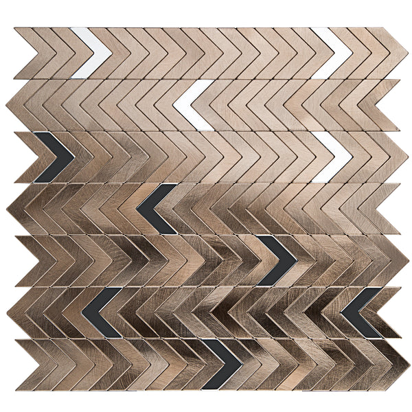 Decopus Peel and Stick Metal Tile Backsplash (Herring Bone,Cheveron, Copper Gold dip with Silver)