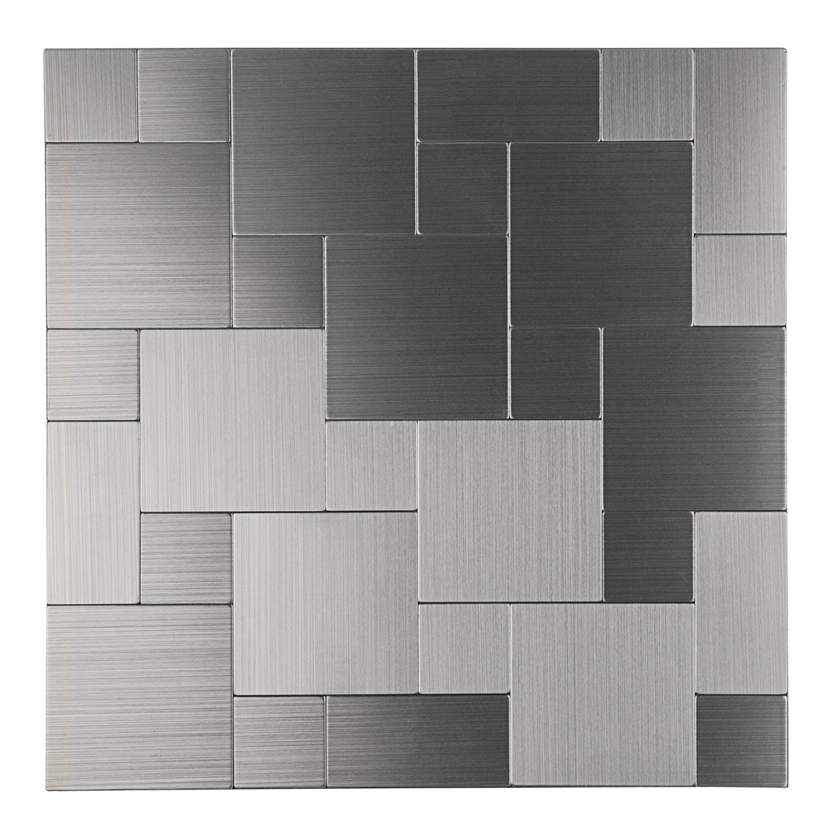 Silver Intersected Sqaure Metal Tile Peel and Stick for Kitchen