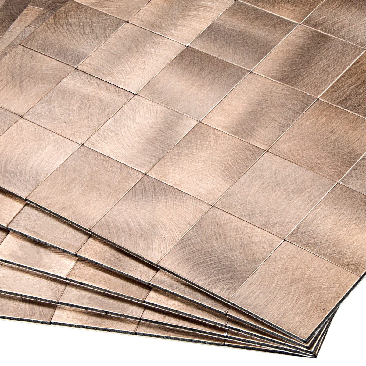Decopus Copper Metal Tile Backsplash Peel and Stick (Square AC50 Copper Matte 5pc/Pack 12 x12'', 1.6''), Self Adhesive Tile