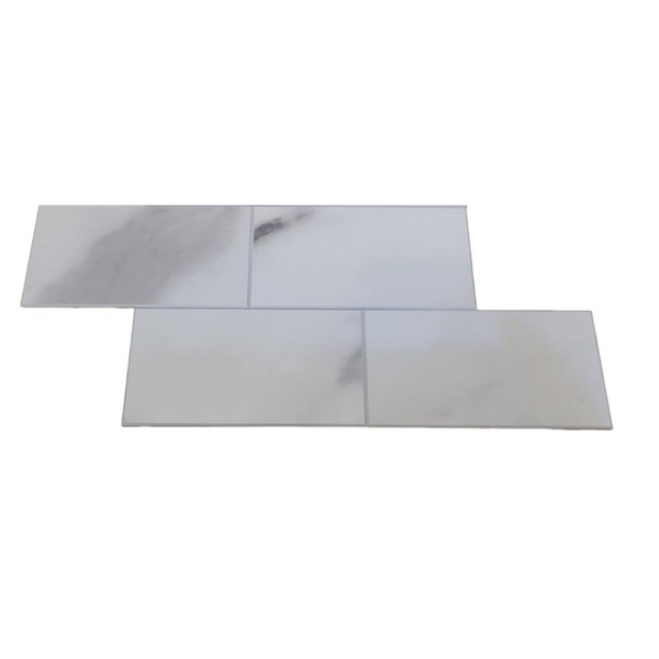Decopus Subway Tile Peel and Stick Backsplash (Luxury Stone Composite - Marble White 10"x12.5" Sheet 10pc/pk) for Kitchen, Bathroom, Car Camper, Wall Accents - Removable, Best Value for Remodeling