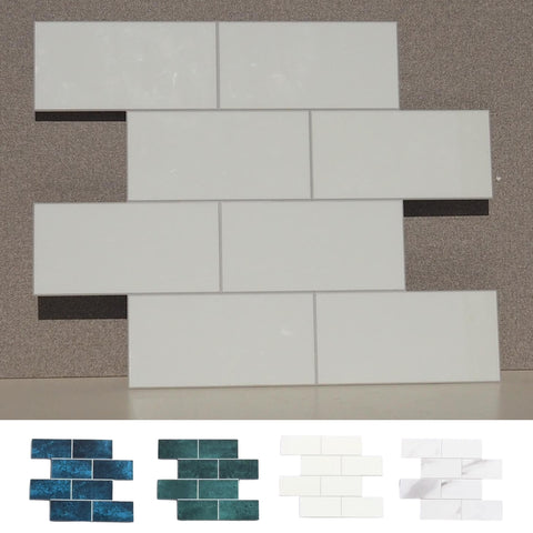 Decopus Subway Tile Peel and Stick Backsplash (Luxury Stone Composite - Ceramic White 10"x12.5" Sheet 10pc/pk) for Kitchen, Bathroom, Car Camper, Wall Accents - Removable, Best Value for Remodeling
