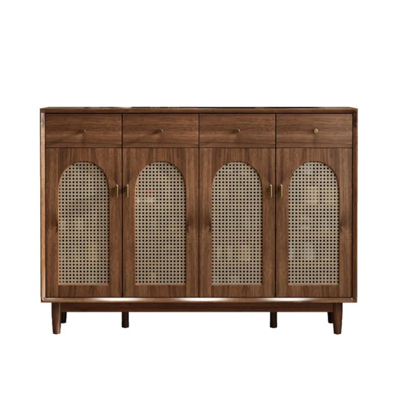 PE Rattan Shoes Cabinet Interior Wooden Household Entrance Medieval Vintage Storage Cabinet Zapateros Home Furniture KMSC