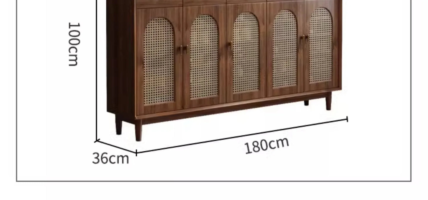 PE Rattan Shoes Cabinet Interior Wooden Household Entrance Medieval Vintage Storage Cabinet Zapateros Home Furniture KMSC