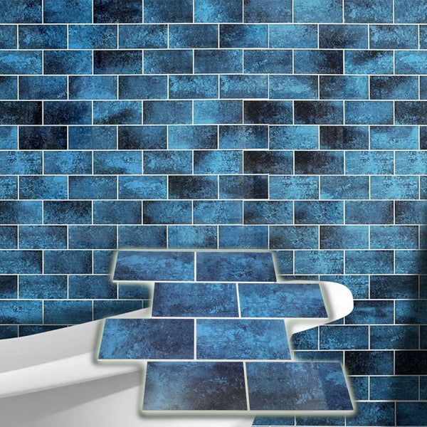 Decopus Subway Tile Peel and Stick Backsplash (Luxury Stone Composite - Sapphire Illusion10x12.5 Mosaic 10pc/pk) for Kitchen, Bathroom, Car Camper, Wall Accents - Removable, Best Value for Remodeling