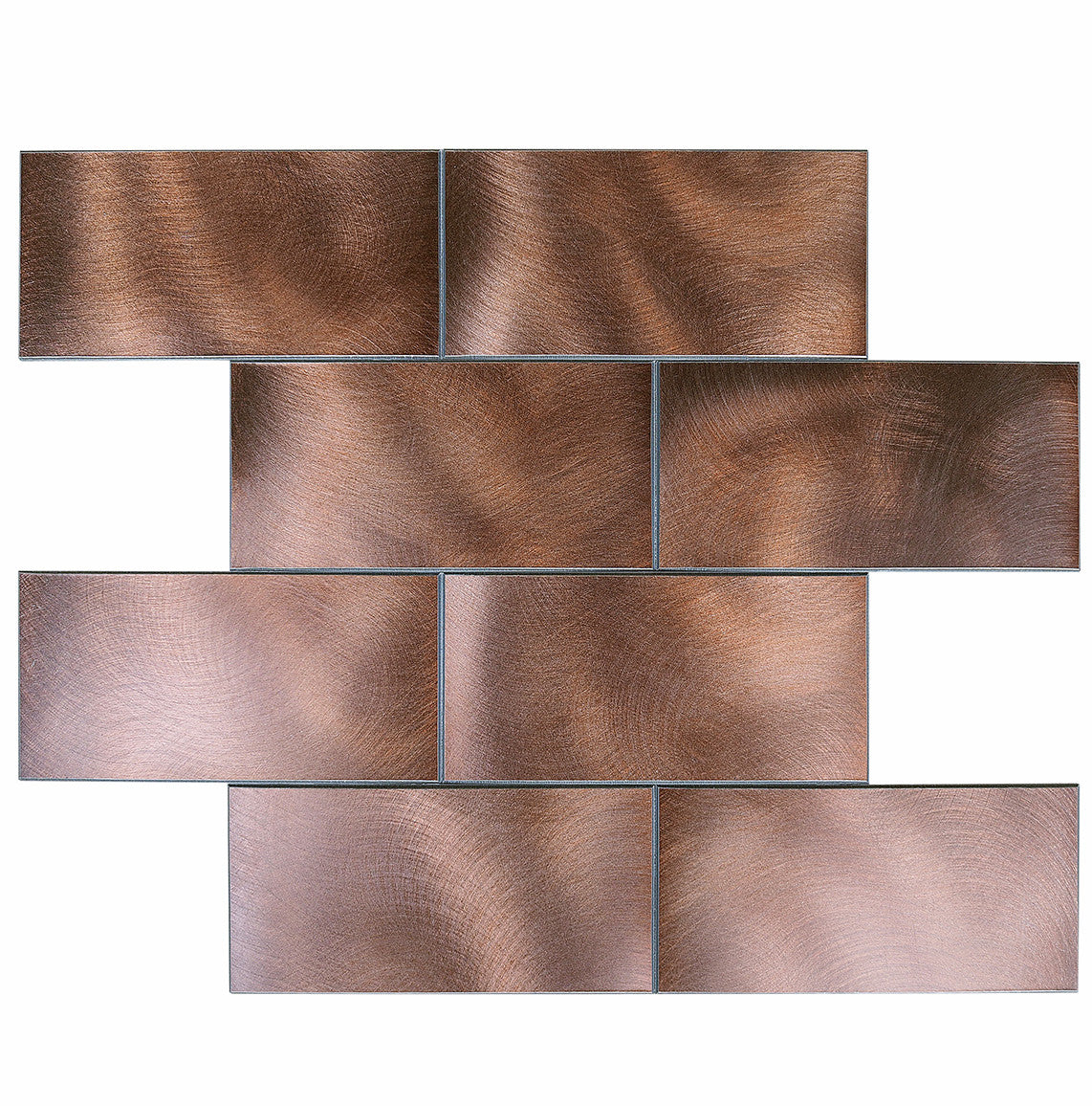 Decopsu Peel and Stick Metal Subway Tile Backsplash (Rotary Abrased 15in x 12in 1.6in Thick) for Kitchen Bathroom Wall Accent (5pc/Pack, RT Dark Brown)