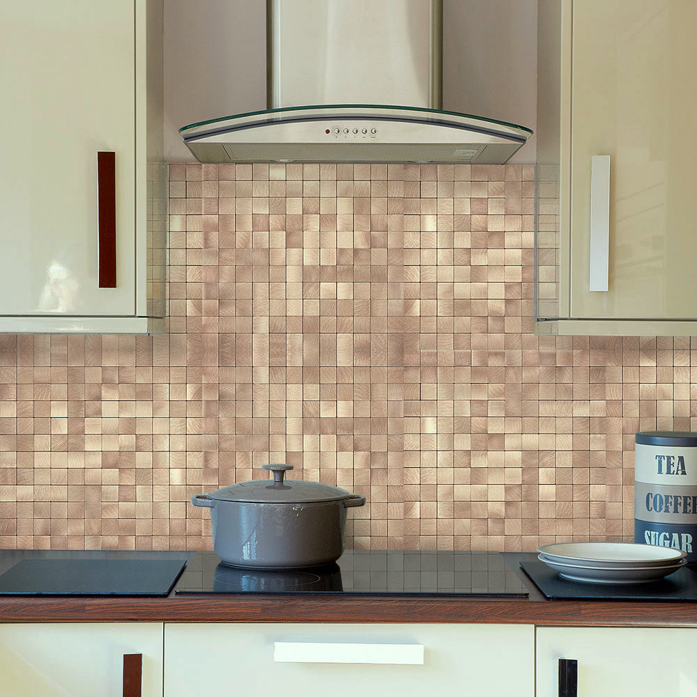 Decopus Metal Tile  Peel and Stick Backsplash (MS25 Copper Matte) 12in x 12in, 4mm thick, Stick On