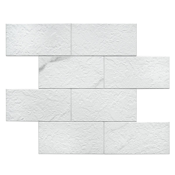 Decopus Faux Tile  Brick Peel and Stick Backsplash (Faux Stone Tile - Marble Ivory 5pc/Pack)