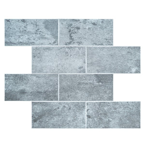 Decopus Brick Tile Peel and Stick Backsplash ( 15x12x 0.16in Thick 5pc/Pack) Faux Stone Tile - Abstract Cement Grey