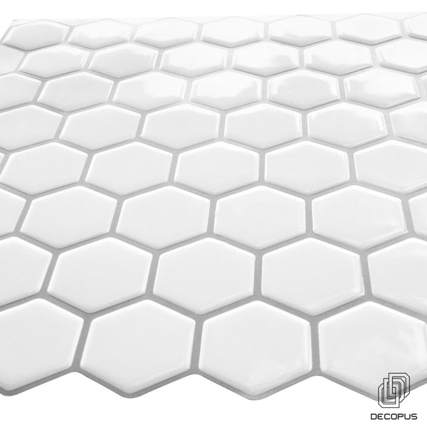 Decopus 3D MarbleTile Backsplash Peel and Stick Vinyl (Hexagon - Mono Black 10pc/Pack) for Kitchen & Bathroom with Marble Printing