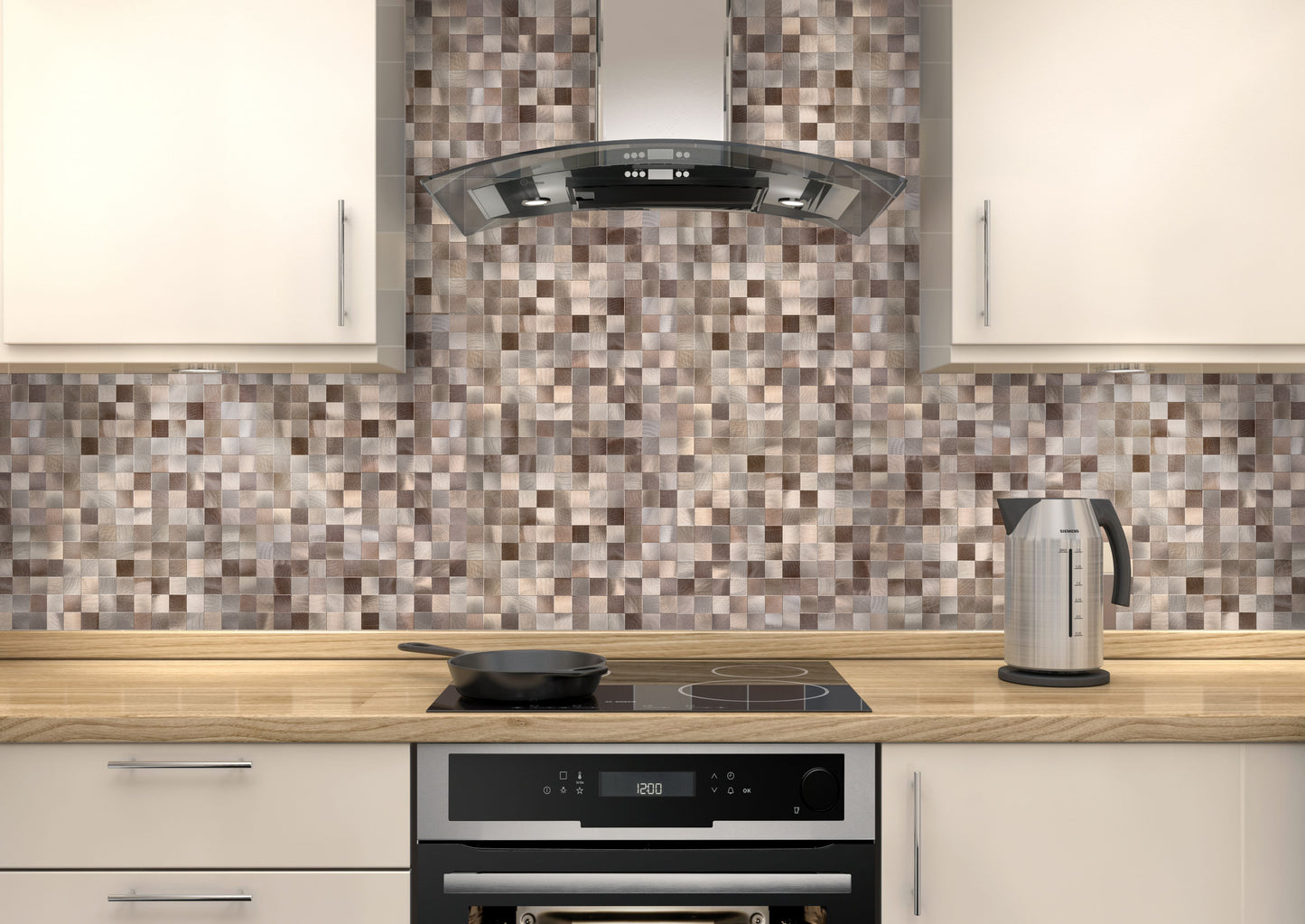Decopus Metal Tile Peel and Stick Backsplash (MS25 Copper Brown Muted-Gold 12in x 12in. 4mm thick)