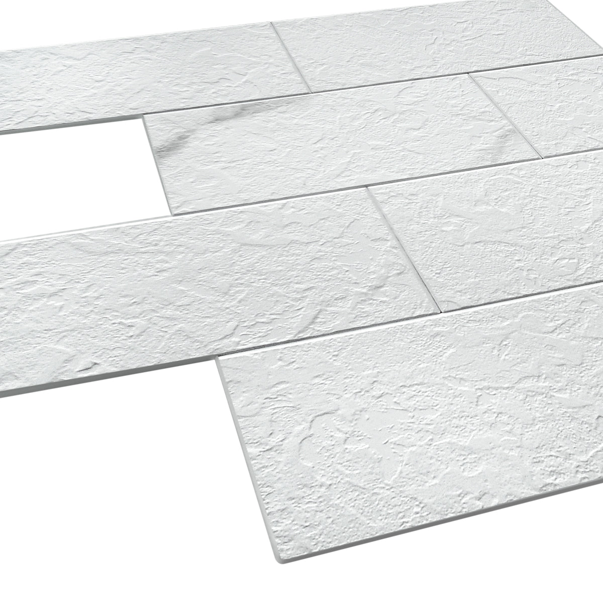 Decopus Faux Tile  Brick Peel and Stick Backsplash (Faux Stone Tile - Marble Ivory 5pc/Pack)