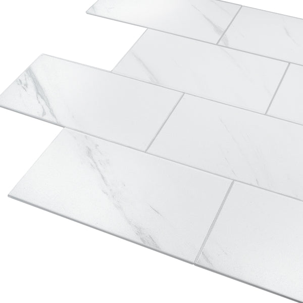 Decopus Brick Tile Peel and Stick Backsplash ( Faux Stone Tile - Marble White 5pc/Pack)