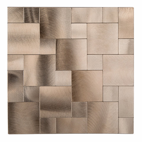 Decopus Peel and Stick Metal Tile Backsplash (IS50 Copper Matte) for Kitchen Bathroom, Metal Tiles, Wall Accents. 12in x 12in. 4mm thick, Stick On