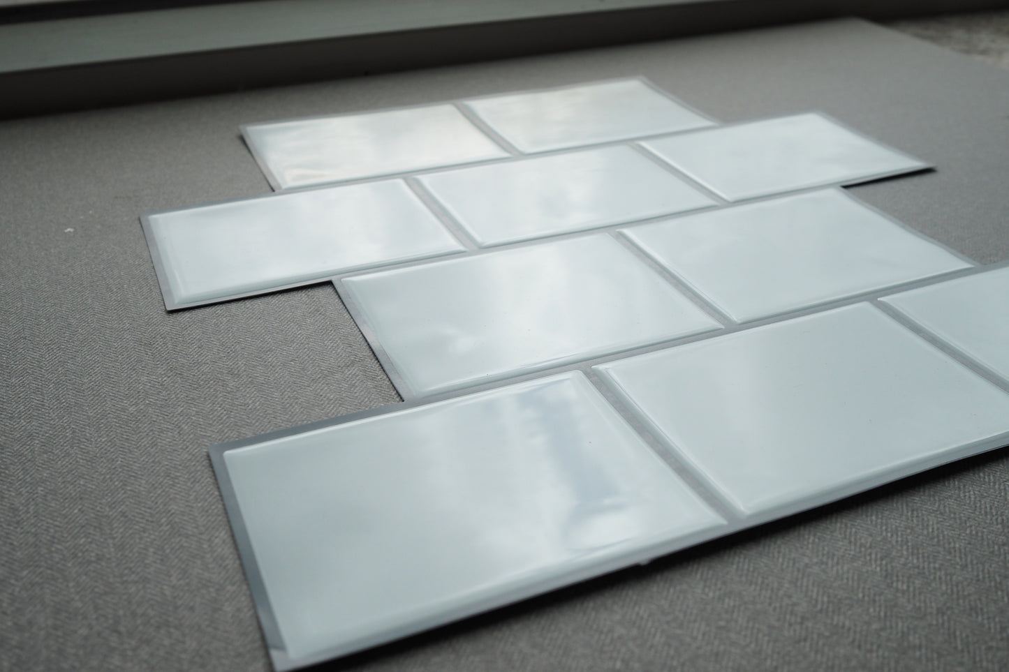 Decopus 3D Marble Tile Backsplash Peel and Stick Vinyl (Brick - Mono White 10pc/Pack) for Kitchen & Bathroom Self Adhesive Vinyl Tile