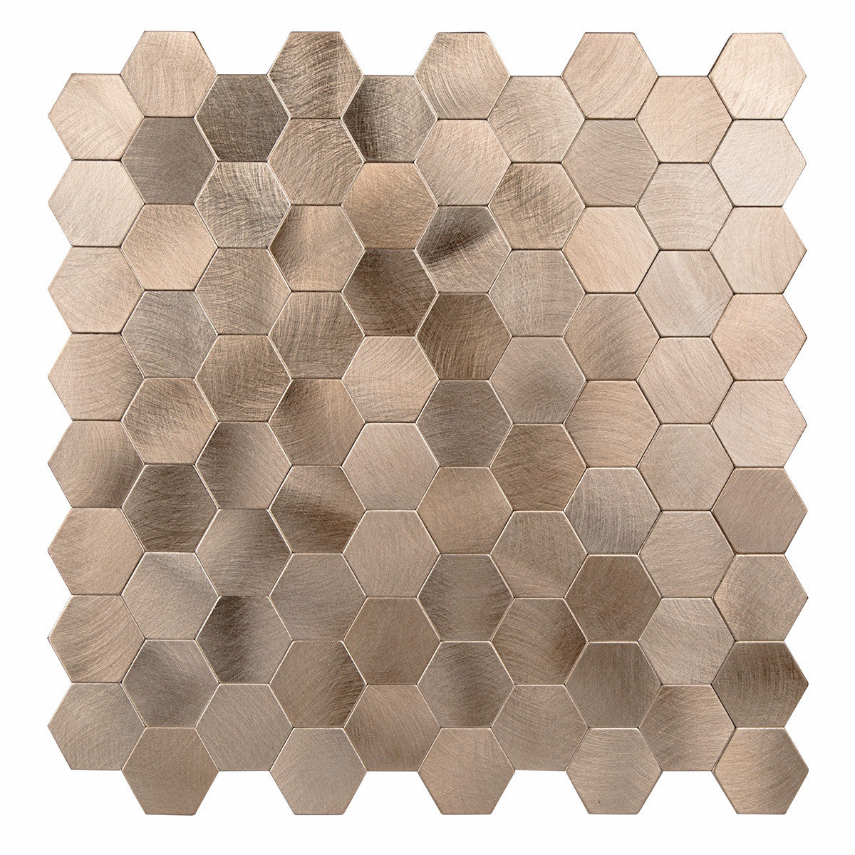 Decopus Metal Tile Peel and Stick  (Hexagon Copper Matte 12 x12'', 1.6'' Thick) Adhesive