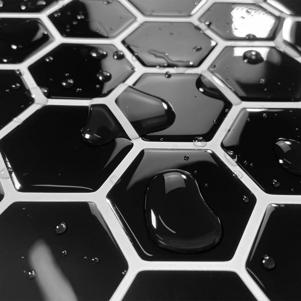 Decopus 3D MarbleTile Backsplash Peel and Stick Vinyl (Hexagon - Mono Black 10pc/Pack) for Kitchen & Bathroom with Marble Printing