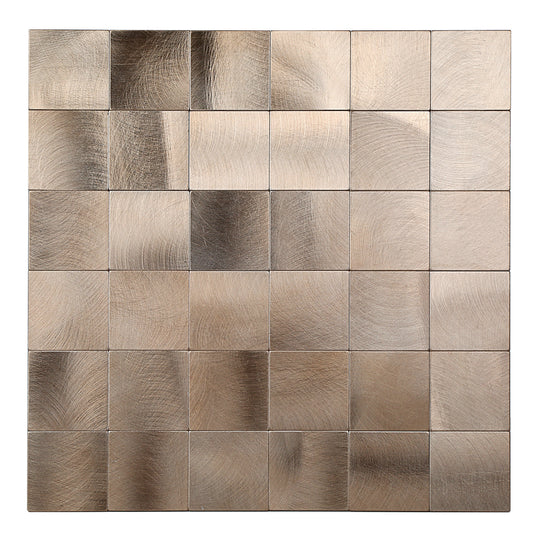 Decopus Copper Metal Tile Backsplash Peel and Stick (Square AC50 Copper Matte 5pc/Pack 12 x12'', 1.6''), Self Adhesive Tile