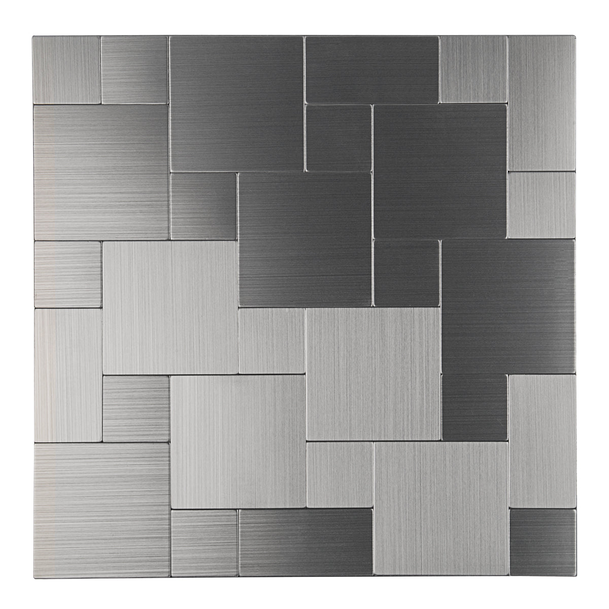 Silver "Intersected Sqaure Metal Tile Peel and Stick for Kitchen, Bathroom