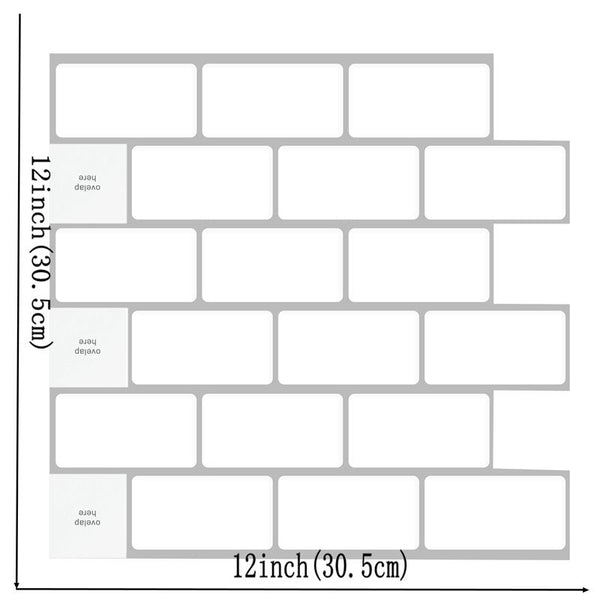 Decopus 3D Subway Tile Peel and Stick Backsplash Mono Whtie (Subway 2'x3.5' chip 12 x 12' Sheet, 10pc/Pack) for Kitchen, Bathroom, Wall Accents, FauxStone Soft Vinyl